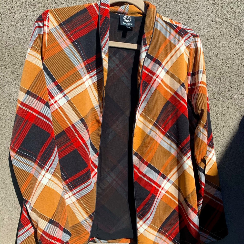 Nordstrom Brand Plaid Silky Blazer